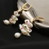 1 Pair Elegant Retro Geometric Star Freshwater Pearl Copper Drop Earrings
