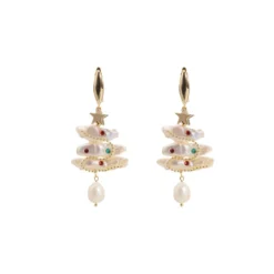 1 Pair Elegant Retro Geometric Star Freshwater Pearl Copper Drop Earrings -Deals Glis Jewel Store 1659834305003786240