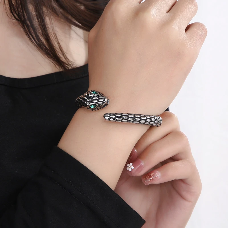 Hip-Hop Snake Titanium Steel Plating Bangle 8 Hip-Hop Snake Titanium Steel Plating Bangle - Image 8