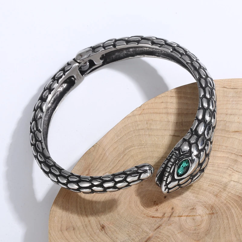 Hip-Hop Snake Titanium Steel Plating Bangle 7 Hip-Hop Snake Titanium Steel Plating Bangle - Image 7
