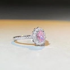 Wholesale Simple Style Oval Sterling Silver Plating Inlay Flakes Artificial Gemstones Rings -Deals Glis Jewel Store 1660938796688084992