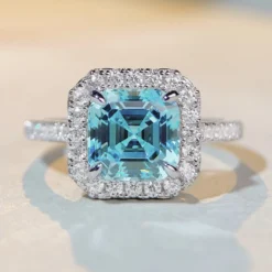 Wholesale Classic Style Square Sterling Silver Plating Inlay Zircon Rings