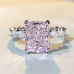 Wholesale Simple Style Rectangle Sterling Silver Plating Inlay Zircon Rings