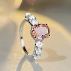 Wholesale Lady Oval Sterling Silver Plating Inlay Artificial Gemstones Rings