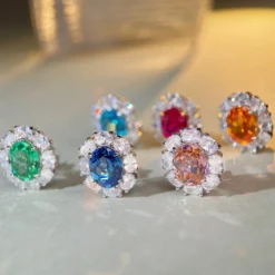 1 Pair Glam Flower Plating Inlay Sterling Silver Artificial Gemstones Ear Studs -Deals Glis Jewel Store 1660940216569040896