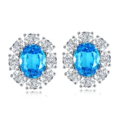 1 Pair Glam Flower Plating Inlay Sterling Silver Artificial Gemstones Ear Studs -Deals Glis Jewel Store 1660940218653609984