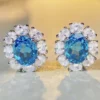 1 Pair Glam Flower Plating Inlay Sterling Silver Artificial Gemstones Ear Studs