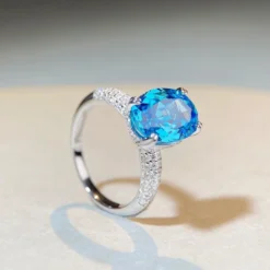 Wholesale Elegant Basic Shiny Oval Sterling Silver Plating Inlay High Carbon Diamond Rings -Deals Glis Jewel Store 1660940305014329344