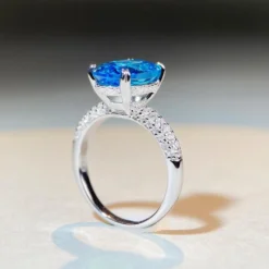 Wholesale Elegant Basic Shiny Oval Sterling Silver Plating Inlay High Carbon Diamond Rings