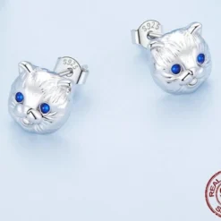 1 Pair Simple Style Cat Inlay Sterling Silver Zircon Ear Studs -Deals Glis Jewel Store 1661278912166105088