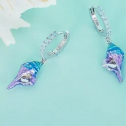 1 Pair Vacation Beach Conch Plating Sterling Silver Drop Earrings