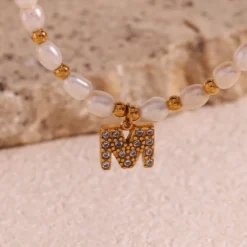 Elegant Letter Stainless Steel Freshwater Pearl Beaded Plating Inlay Zircon 18K Gold Plated Pendant Necklace 8 Elegant Letter Stainless Steel Freshwater Pearl Beaded Plating Inlay Zircon 18K Gold Plated Pendant Necklace -Deals Glis Jewel Store 1661308397133369344