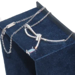 Sweet Bow Knot Sterling Silver Inlay Artificial Gemstones Pendant Necklace -Deals Glis Jewel Store 1661576826104975360