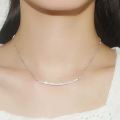 Simple Style Solid Color Sterling Silver Inlay Artificial Gemstones Necklace -Deals Glis Jewel Store 1661576831440130048