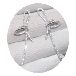 1 Pair Classic Style Bow Knot Tassel Inlay Sterling Silver Artificial Gemstones Drop Earrings -Deals Glis Jewel Store 1661576837190520832
