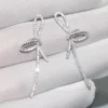 1 Pair Classic Style Bow Knot Tassel Inlay Sterling Silver Artificial Gemstones Drop Earrings