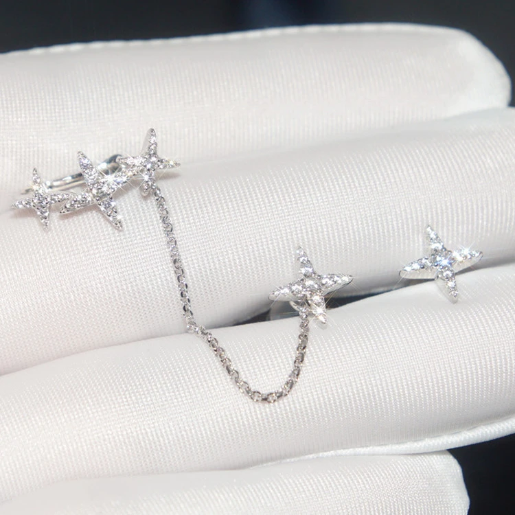 1 Pair Sweet Star Inlay Sterling Silver Artificial Gemstones Ear Studs 2 1 Pair Sweet Star Inlay Sterling Silver Artificial Gemstones Ear Studs - Image 2