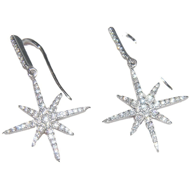 1 Pair Modern Style Star Inlay Sterling Silver Artificial Gemstones Drop Earrings 5 1 Pair Modern Style Star Inlay Sterling Silver Artificial Gemstones Drop Earrings - Image 5