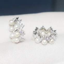 1 Pair Sweet Round Inlay Sterling Silver Freshwater Pearl Earrings -Deals Glis Jewel Store 1661576904467156992