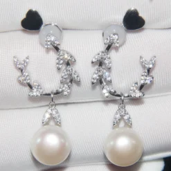 1 Pair Classic Style Flower Inlay Sterling Silver Artificial Gemstones Drop Earrings