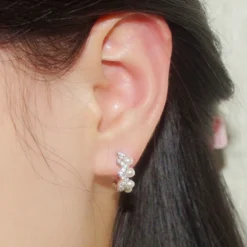 1 Pair Sweet Round Inlay Sterling Silver Freshwater Pearl Earrings -Deals Glis Jewel Store 1661576914936139776