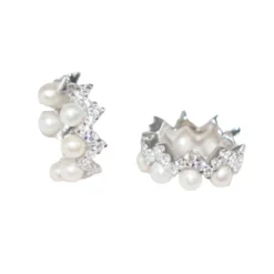 1 Pair Sweet Round Inlay Sterling Silver Freshwater Pearl Earrings -Deals Glis Jewel Store 1661576932820652032