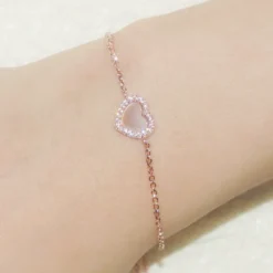 Classic Style Heart Shape Sterling Silver Inlay Artificial Gemstones Bracelets -Deals Glis Jewel Store 1661576952194142208