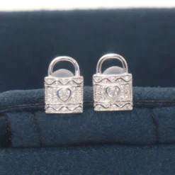 1 Pair Simple Style Lock Inlay Sterling Silver Artificial Gemstones Ear Studs 8 1 Pair Simple Style Lock Inlay Sterling Silver Artificial Gemstones Ear Studs -Deals Glis Jewel Store 1661576992732090368