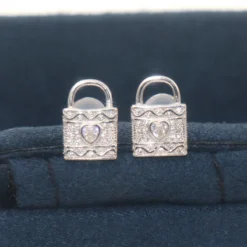 1 Pair Simple Style Lock Inlay Sterling Silver Artificial Gemstones Ear Studs 10 1 Pair Simple Style Lock Inlay Sterling Silver Artificial Gemstones Ear Studs -Deals Glis Jewel Store 1661576996372746240