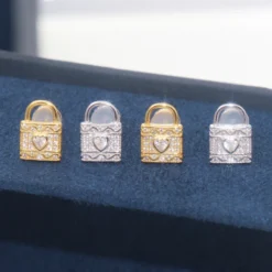 1 Pair Simple Style Lock Inlay Sterling Silver Artificial Gemstones Ear Studs 11 1 Pair Simple Style Lock Inlay Sterling Silver Artificial Gemstones Ear Studs -Deals Glis Jewel Store 1661576999795298304