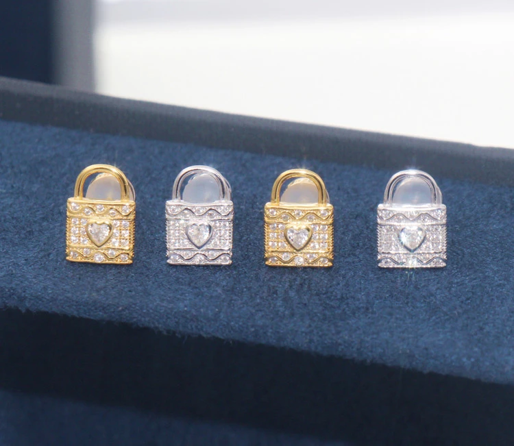 1 Pair Simple Style Lock Inlay Sterling Silver Artificial Gemstones Ear Studs 6 1 Pair Simple Style Lock Inlay Sterling Silver Artificial Gemstones Ear Studs - Image 6