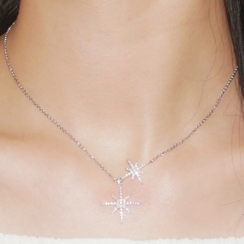 Classic Style Star Sterling Silver Inlay Artificial Gemstones Pendant Necklace 5 Classic Style Star Sterling Silver Inlay Artificial Gemstones Pendant Necklace - Image 5