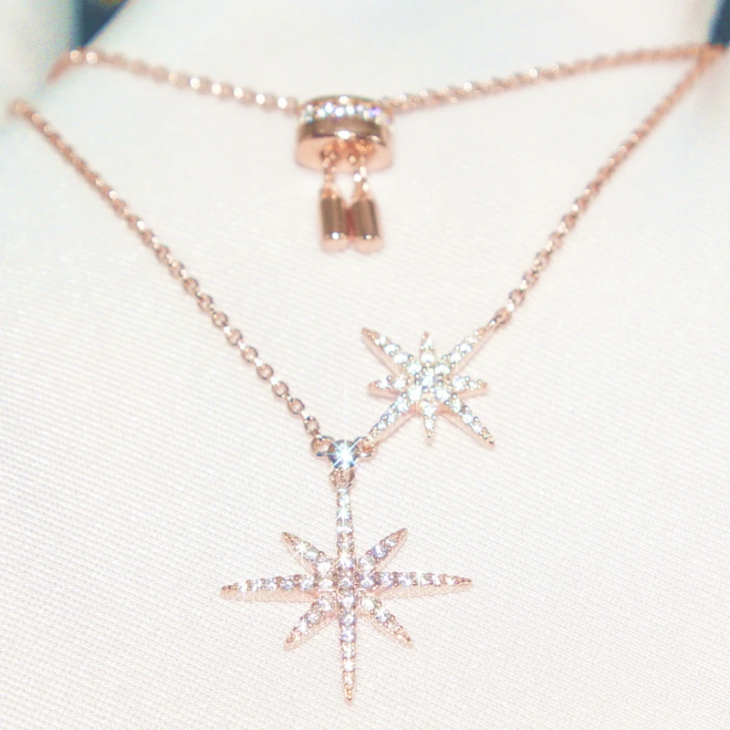 Classic Style Star Sterling Silver Inlay Artificial Gemstones Pendant Necklace 6 Classic Style Star Sterling Silver Inlay Artificial Gemstones Pendant Necklace - Image 6