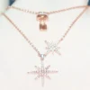 Classic Style Star Sterling Silver Inlay Artificial Gemstones Pendant Necklace