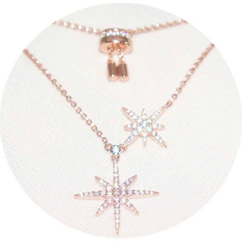 Classic Style Star Sterling Silver Inlay Artificial Gemstones Pendant Necklace 2 Classic Style Star Sterling Silver Inlay Artificial Gemstones Pendant Necklace - Image 2