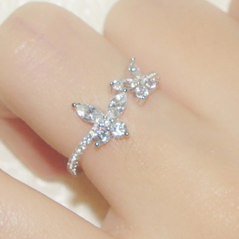 Classic Style Butterfly Sterling Silver Inlay Artificial Gemstones Rings 5 Classic Style Butterfly Sterling Silver Inlay Artificial Gemstones Rings - Image 5