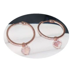 1 Pair Classic Style Heart Shape Inlay Sterling Silver Artificial Gemstones Earrings -Deals Glis Jewel Store 1661577088995561472