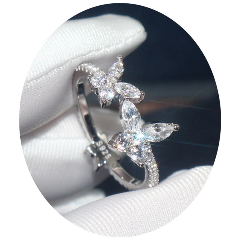 Classic Style Butterfly Sterling Silver Inlay Artificial Gemstones Rings 2 Classic Style Butterfly Sterling Silver Inlay Artificial Gemstones Rings - Image 2