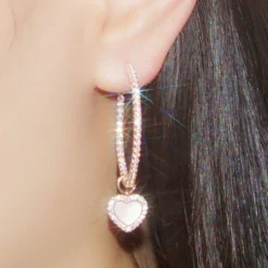 1 Pair Classic Style Heart Shape Inlay Sterling Silver Artificial Gemstones Earrings -Deals Glis Jewel Store 1661577110583644160