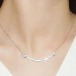 Lady Geometric Sterling Silver Inlay Artificial Gemstones Necklace -Deals Glis Jewel Store 1661577177226940416