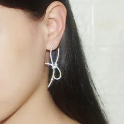 1 Pair Classic Style Bow Knot Inlay Sterling Silver Artificial Gemstones Drop Earrings -Deals Glis Jewel Store 1661577263549911040