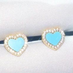 1 Pair Classic Style Heart Shape Inlay Sterling Silver Artificial Gemstones Ear Studs 8 1 Pair Classic Style Heart Shape Inlay Sterling Silver Artificial Gemstones Ear Studs -Deals Glis Jewel Store 1661577495377481728