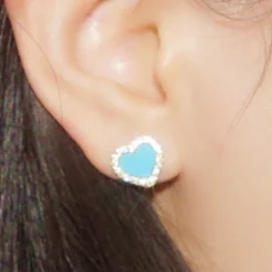 1 Pair Classic Style Heart Shape Inlay Sterling Silver Artificial Gemstones Ear Studs 11 1 Pair Classic Style Heart Shape Inlay Sterling Silver Artificial Gemstones Ear Studs -Deals Glis Jewel Store 1661577501287256064