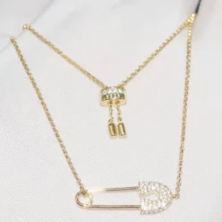 Casual Paper Clip Sterling Silver Inlay Artificial Gemstones Pendant Necklace -Deals Glis Jewel Store 1661577593830379520