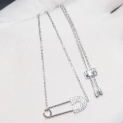 Casual Paper Clip Sterling Silver Inlay Artificial Gemstones Pendant Necklace -Deals Glis Jewel Store 1661577601250103296 1