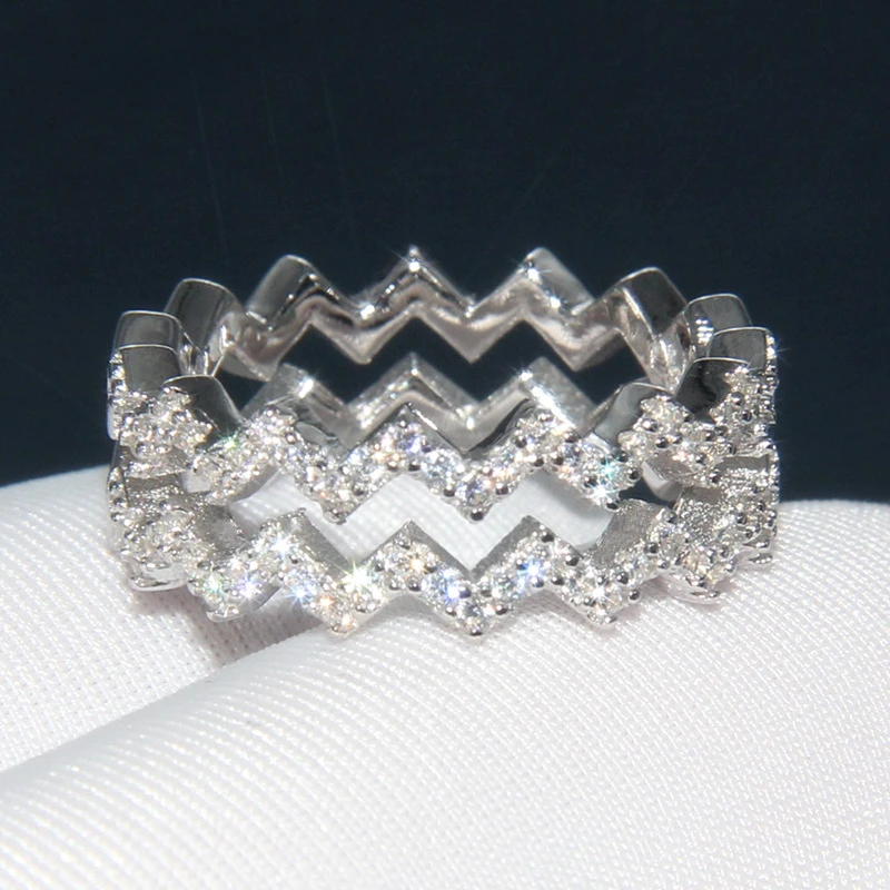 Classic Style Geometric Sterling Silver Inlay Zircon Rings 1 Classic Style Geometric Sterling Silver Inlay Zircon Rings