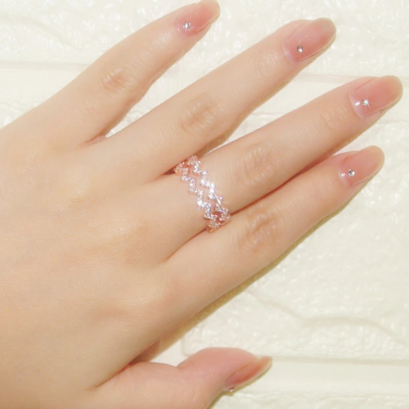 Classic Style Geometric Sterling Silver Inlay Zircon Rings 2 Classic Style Geometric Sterling Silver Inlay Zircon Rings - Image 2