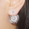1 Piece Casual Snowflake Inlay Sterling Silver Artificial Gemstones Ear Studs