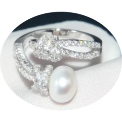 Classic Style Geometric Sterling Silver Inlay Artificial Pearls Open Ring -Deals Glis Jewel Store 1661577757873803264