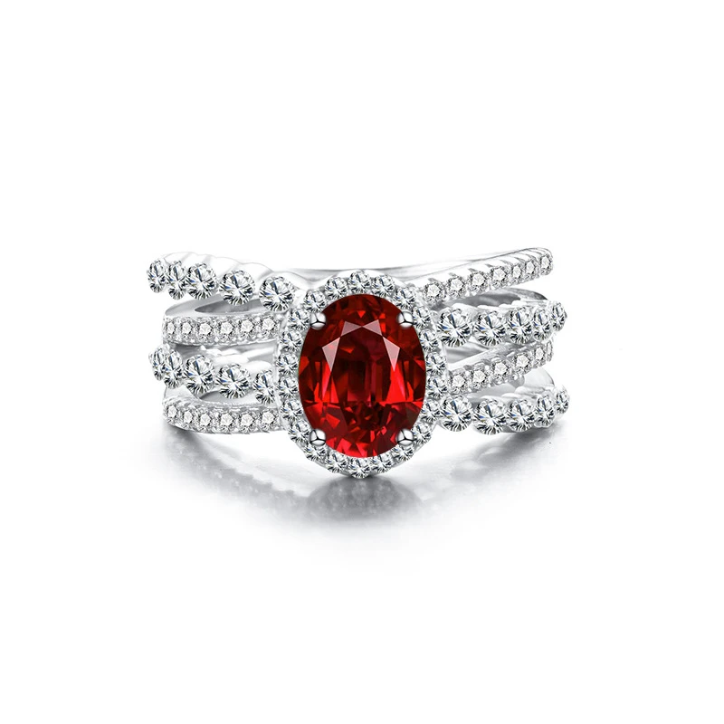 Wholesale Elegant Wedding Shiny Oval Sterling Silver Inlay White Gold Plated High Carbon Diamond Rings 2 Wholesale Elegant Wedding Shiny Oval Sterling Silver Inlay White Gold Plated High Carbon Diamond Rings - Image 2